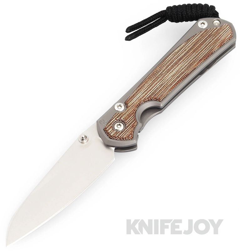 Chris Reeve Knives Small Sebenza 31 Plain Insingo Magnacut Blade with Glass Blasted Natural Canvas Micarta Inlay Titanium Handles