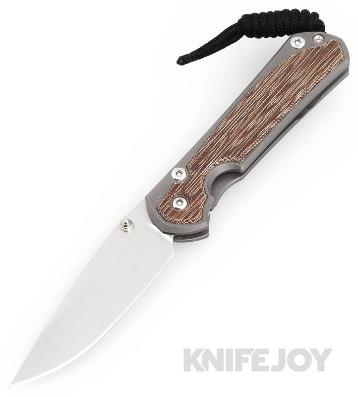 Chris Reeve Knives Small Sebenza 31 Drop Point Magnacut Blade with Glass Blasted Natural Canvas Micarta Inlay/ Titanium Handles