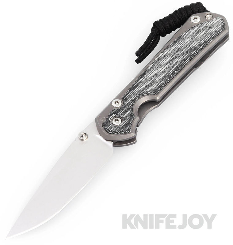 Chris Reeve Knives Small Sebenza 31 Drop Point Magnacut Double Silver Lug Blade with Glass Blasted Black Canvas Micarta Inlay Titanium Handles