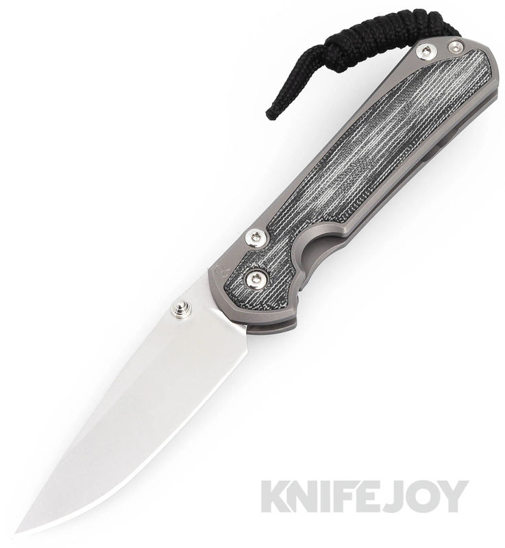 Chris Reeve Knives Small Sebenza 31 Drop Point Magnacut Blade with Glass Blasted Black Canvas Micarta Inlay Titanium Handles