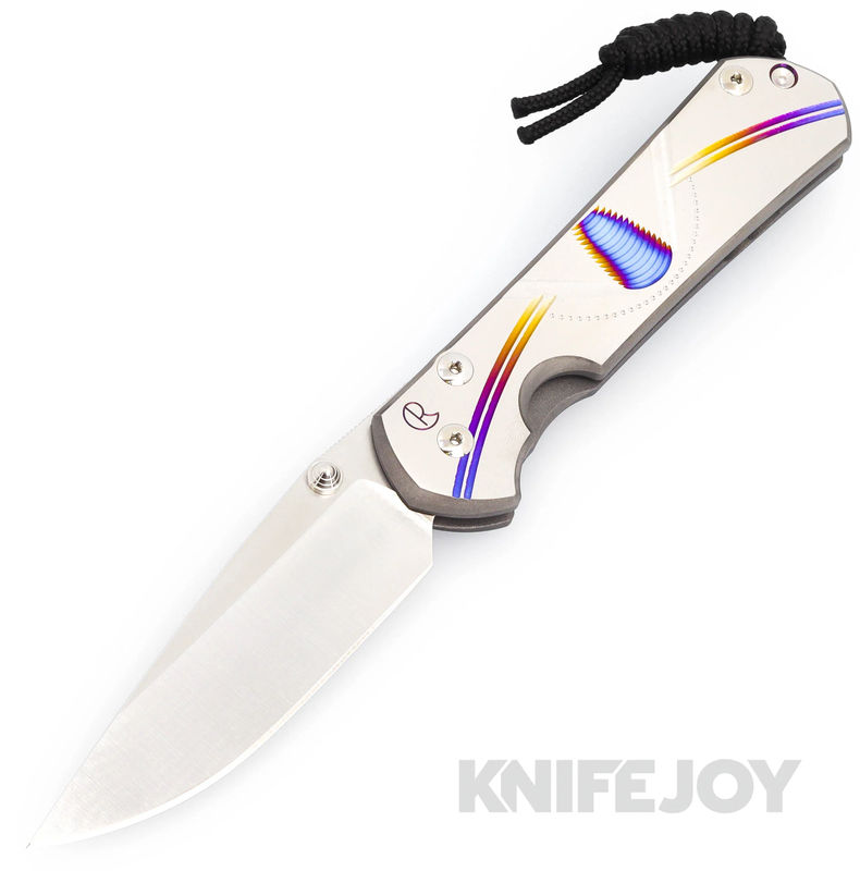 Chris Reeve Knives Large Sebenza 31 Drop Point Magnacut Blade with Unique Graphic/ Titanium Handles