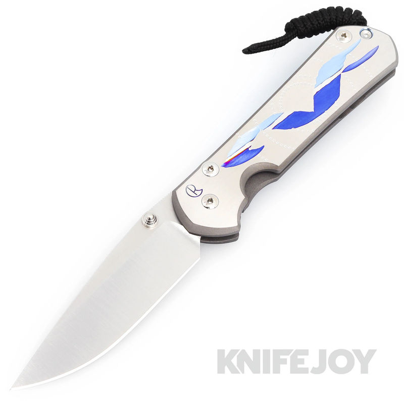 Chris Reeve Knives Large Sebenza 31 Drop Point Magnacut Blade with Unique Graphic/ Titanium Handles
