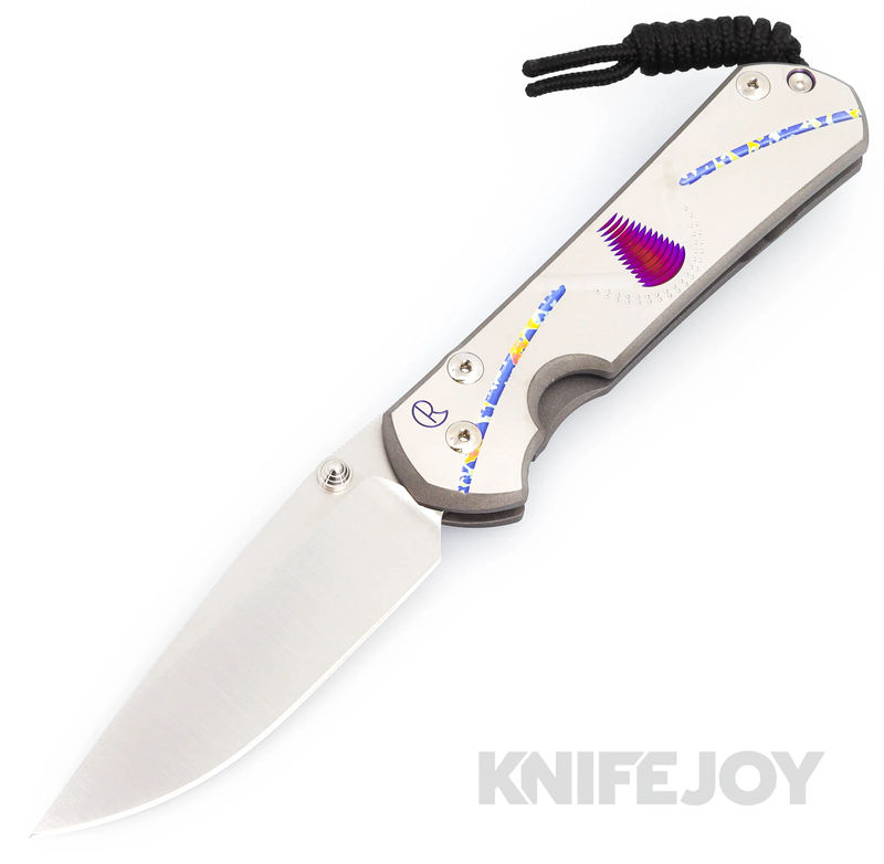 Chris Reeve Knives Large Sebenza 31 Drop Point Magnacut Blade with Unique Graphic/ Titanium Handles