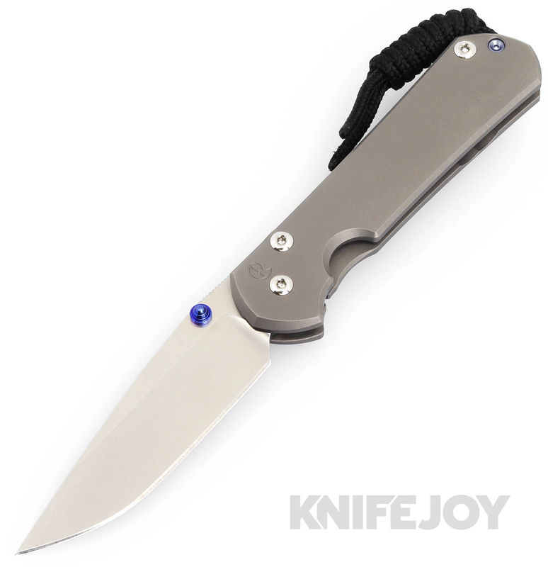 Chris Reeve Knives Small Sebenza 31 Drop Point Double Blue Lug Magnacut Blade with Glass Blasted Titanium Handles