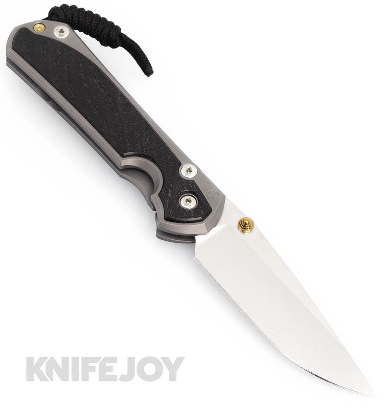 Chris Reeve Knives Large Sebenza 31 LH Drop Point Magnacut Double Gold Lug Blade with Bog Oak Inlay Matte Handles
