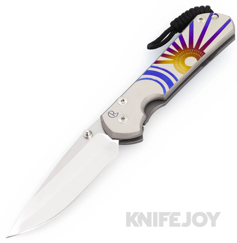 Chris Reeve Knives Large Sebenza 31 Drop Point Magnacut Blade with Unique Graphic/ Titanium Handles
