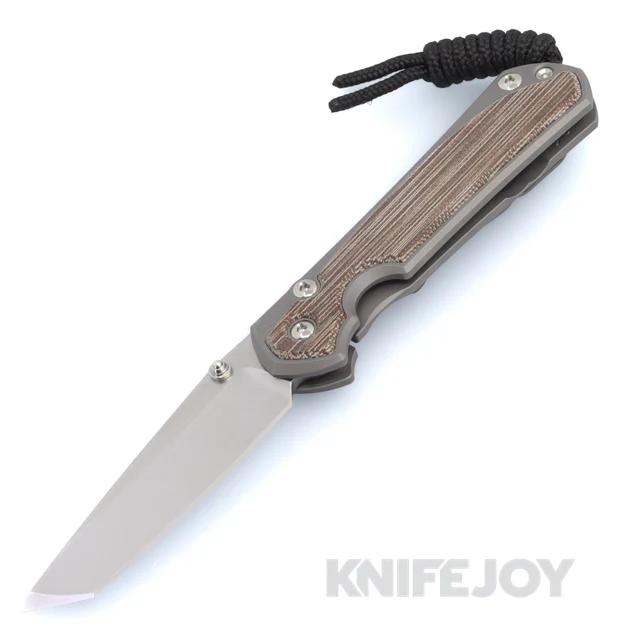 Chris Reeve Knives Small Sebenza 31 Tanto Magnacut Blade with Glass Blasted Natural Canvas Micarta Inlay Titanium Handles