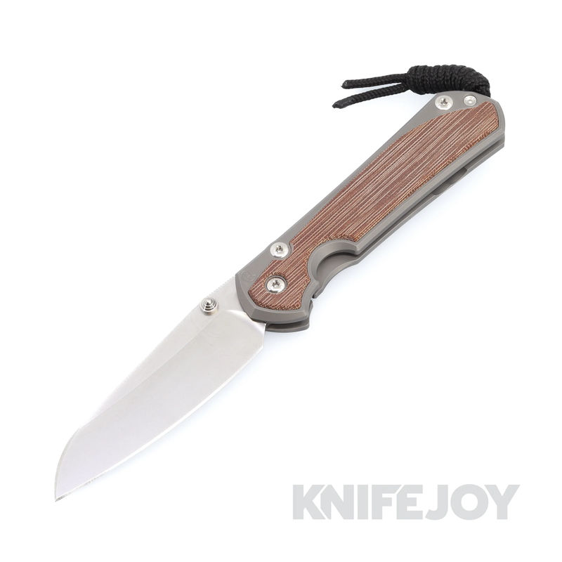 Chris Reeve Knives Large Sebenza 31 Insingo Magnacut Blade with Natural Canvas Micarta Inlay Glass Blasted Titanium Handles