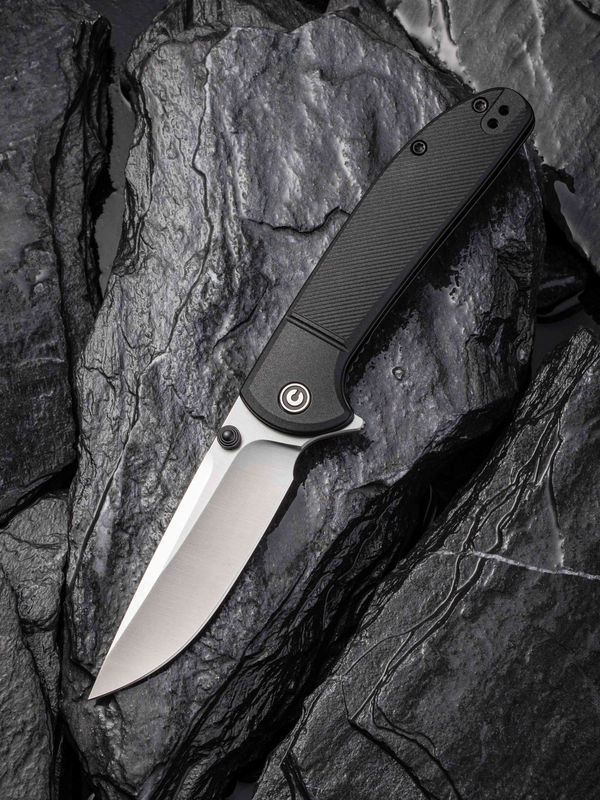 We Knife - CIVIVI Badlands Vagabond Flipper Knife Black Fiber-glass Reinforced Nylon Handle (3.25" Satin 9Cr18MoV)