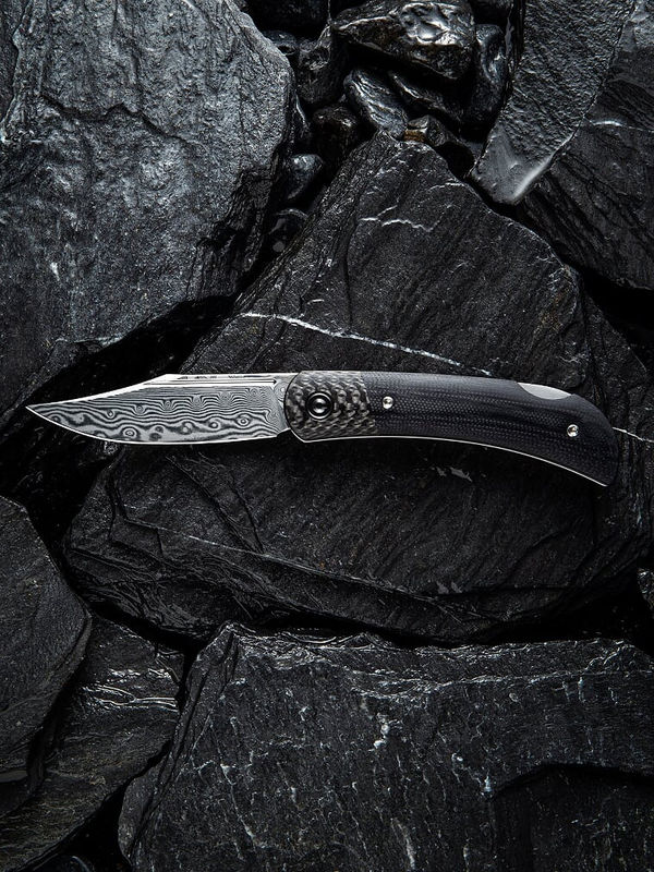We Knife -CIVIVI Rustic Gent Lock Back Knife Black G10/CF (2.97" Damascus)