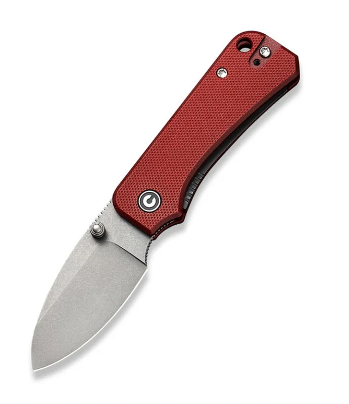 We Knife -Civivi Baby Banter Gray SW Nitro-V Blade with Burgundy G10 Handles
