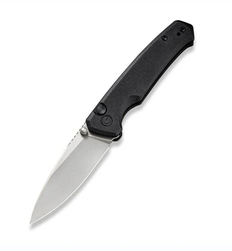 We Knife -CIVIVI Altus Button Lock Folding Knife Silver Bead Blasted Nitro-V Blade with Black G10 Handles