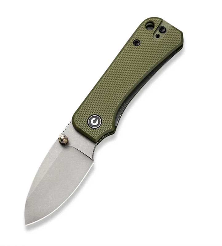 We Knife -Civivi Baby Banter Gray SW Nitro-V Blade with Green G10 Handles