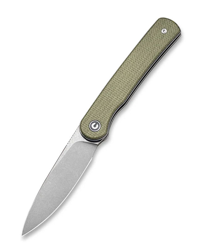 We Knife -CIVIVI Stylum Olive Micarta Handles with Stonewashed Blade