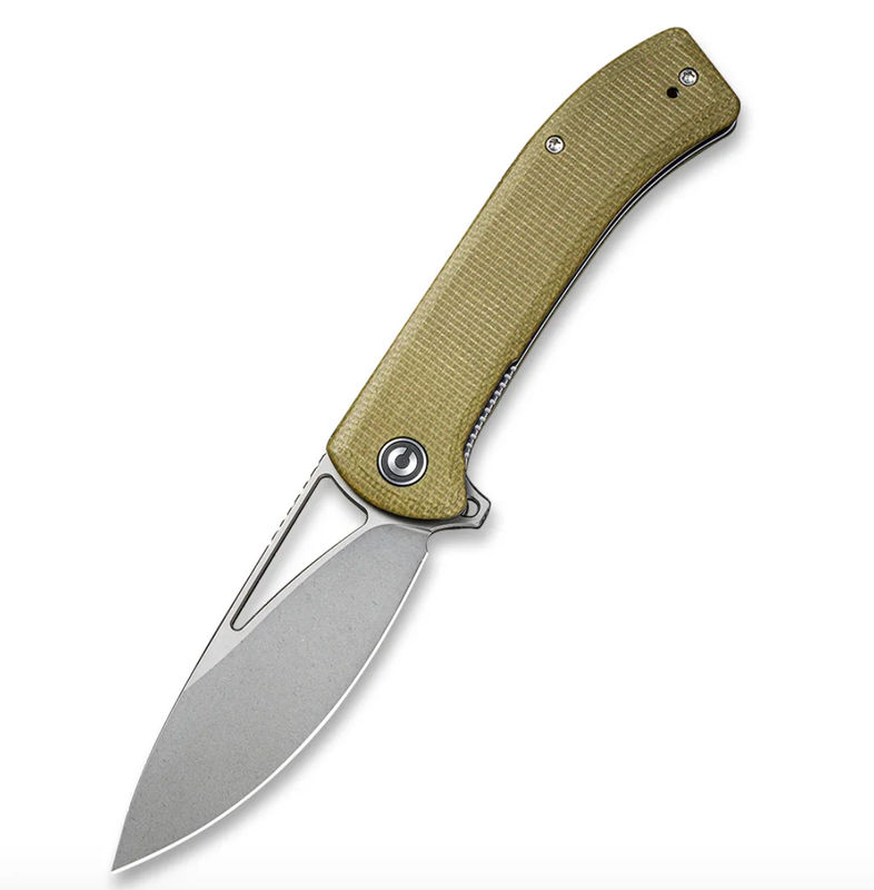 We Knife -Civivi Riffle Flipper Knife Olive Micarta Handle Stonewashed Blade