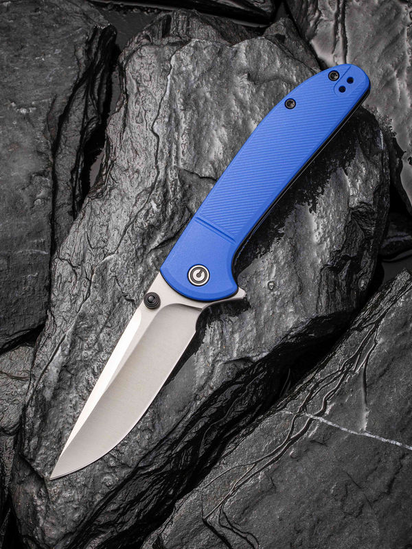 We Knife - CIVIVI Badlands Vagabond Flipper Knife Blue Fiber-glass Reinforced Nylon Handle (3.25" Satin 9Cr18MoV)