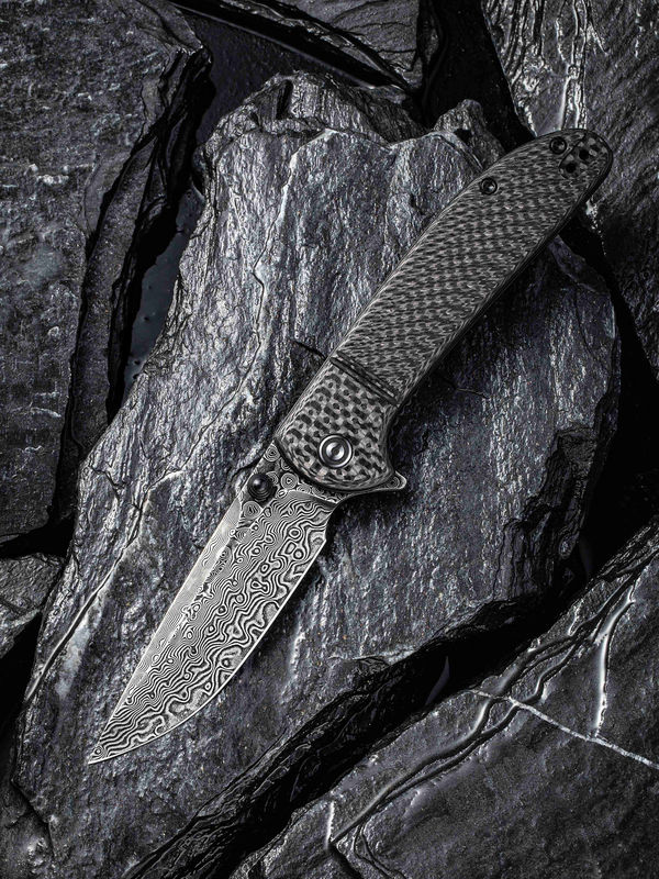We Knife - CIVIVI Badlands Vagabond Flipper Knife Twill Carbon Fiber Fiber-glass Reinforced Nylon Handle (3.25" Satin 9Cr18MoV)