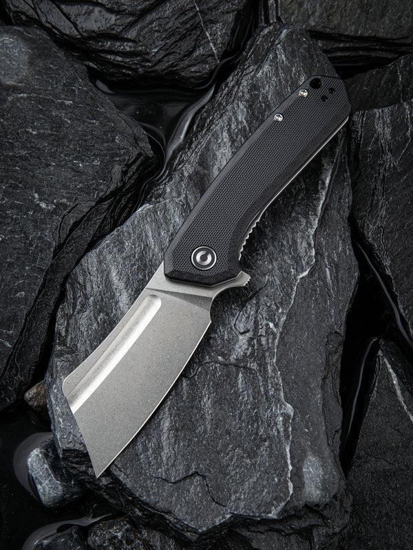 We Knife - CIVIVI Mini Bullmastiff Liner Lock Black G10 Flipper Stonewashed Knife