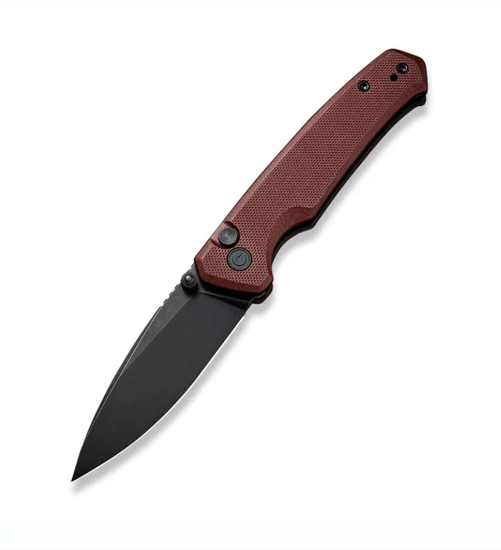 We Knife -CIVIVI Altus Button Lock Folding Knife Black Stonewash Nitro-V Blade with Burgundy G10 Handles