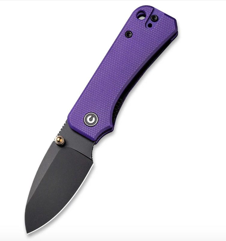 We Knife -Civivi Baby Banter Black SW Nitro-V Blade with Purple G10 Handles