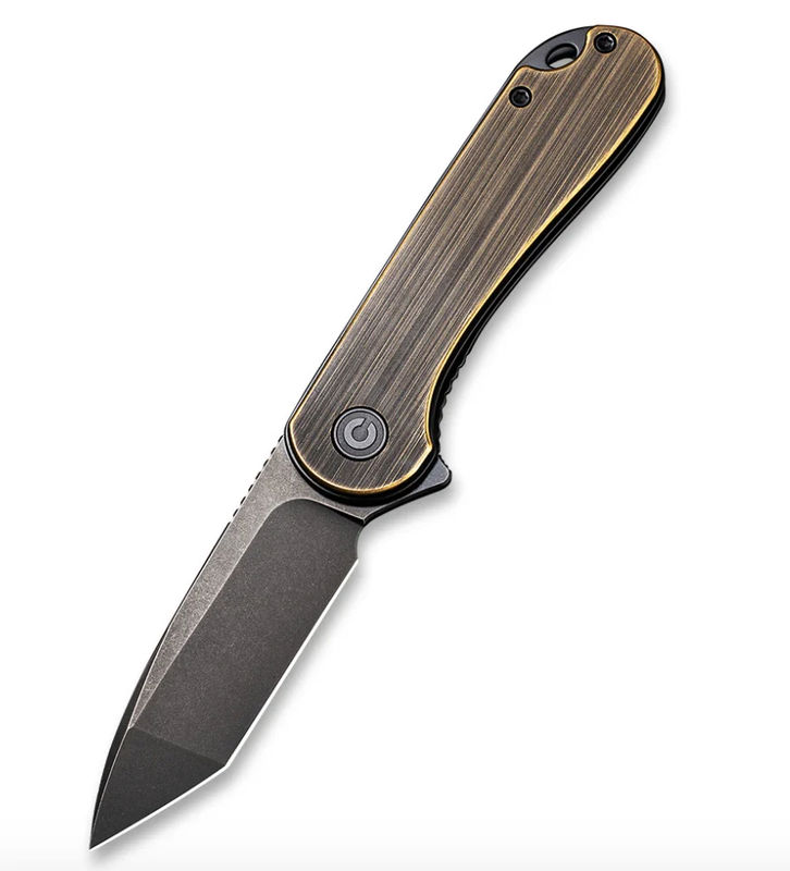 We Knife - CIVIVI Elementum Tanto Flipper with Black Hand Rubbed Brass Handles