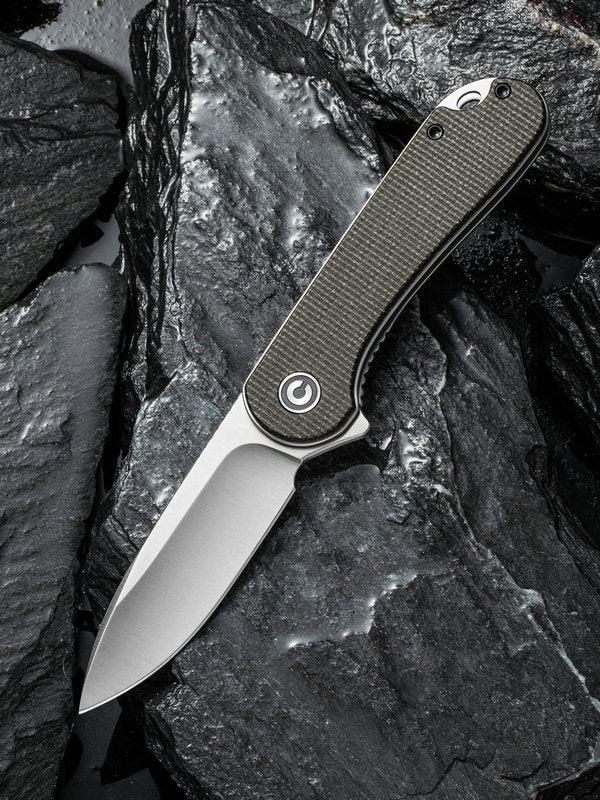 We Knife - CIVIVI Elementum Liner Lock Dark Green Micarta Handle SATIN Finish