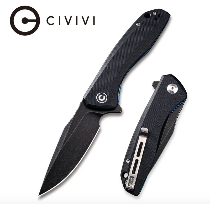 We Knife - CIVIVI Baklash Liner Lock Flipper Double Black G10 Handle Knife