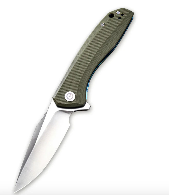 We Knife - CIVIVI Baklash Flipper Green G10 Handle Blue SS Liner Knife