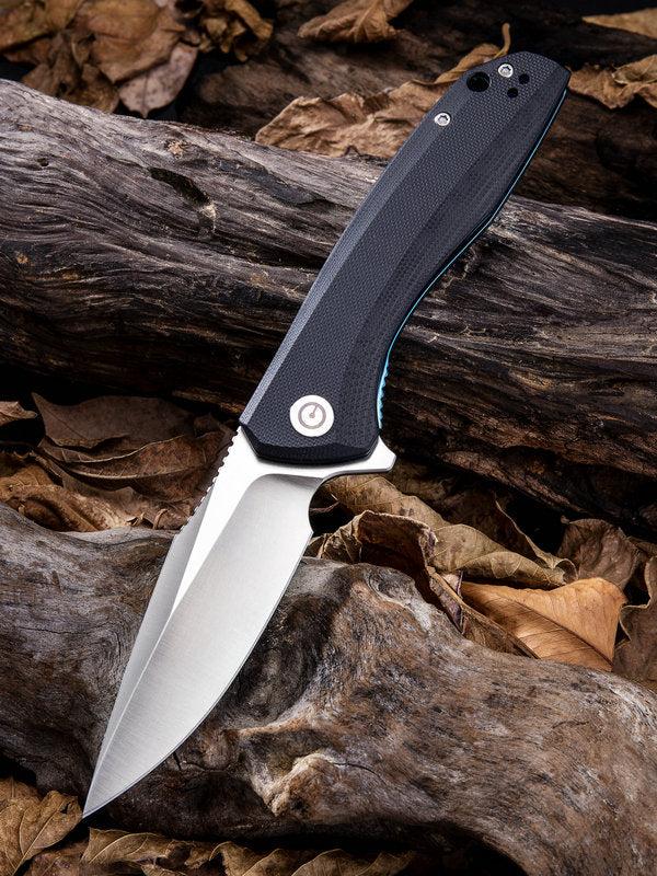 We Knife - CIVIVI Baklash Flipper Black G10 Handle Blue SS Liner Knife
