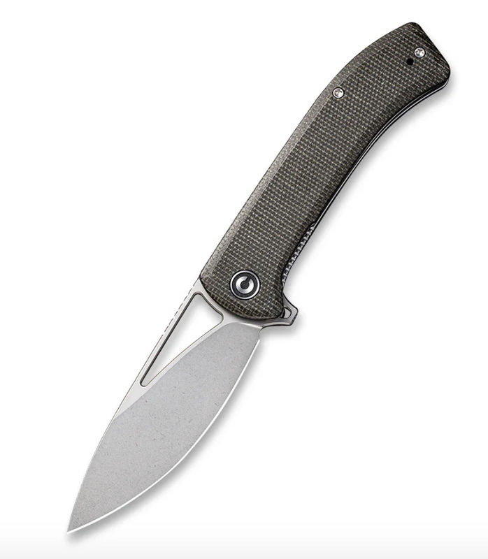We Knife -Civivi Riffle Flipper Knife Dark Green Micarta Handle Stonewashed Blade