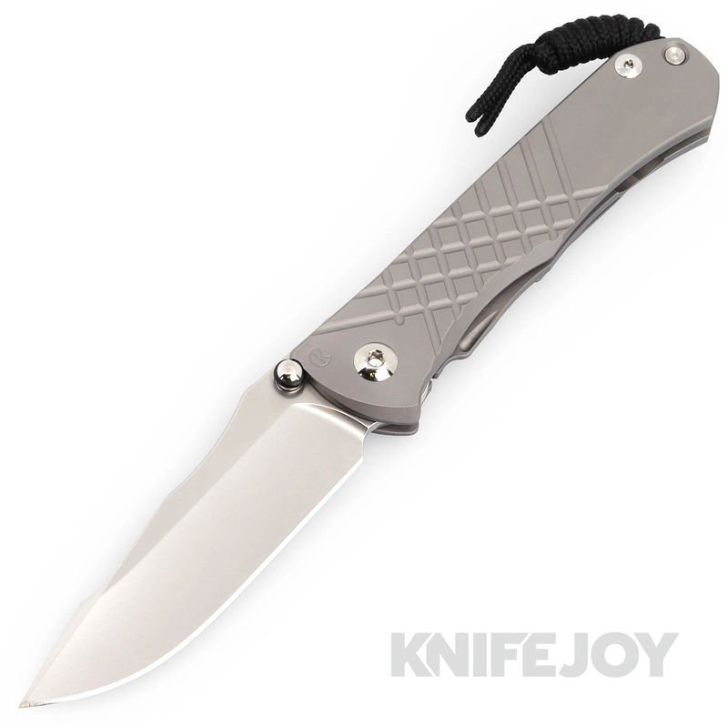 Chris Reeve Knives Umnumzaan Drop Point Magnacut Blade with Glass Blasted Plain Titanium Handles
