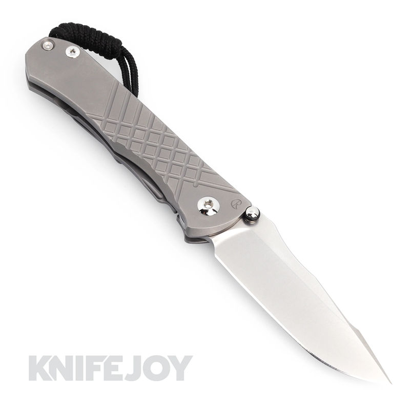Chris Reeve Knives Umnumzaan Left Hand Drop Point Magnacut Blade with Glass Blasted Plain Titanium Handles