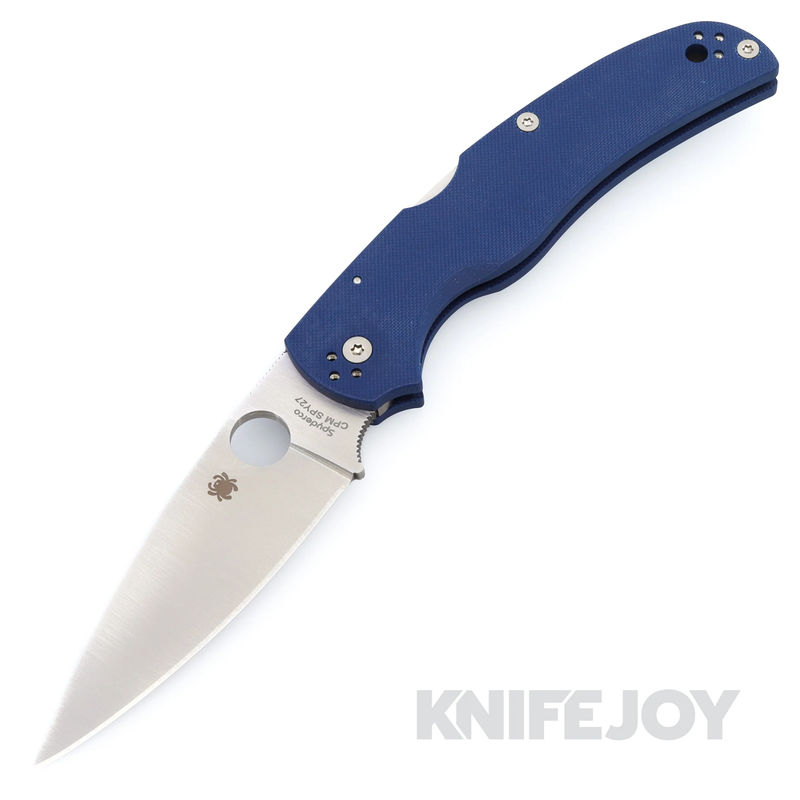Spyderco C244GPCBL Native Chief Lockback Knife Tumbled Plain Blade with Cobalt Blue G10 Handles - Scratch & Dent