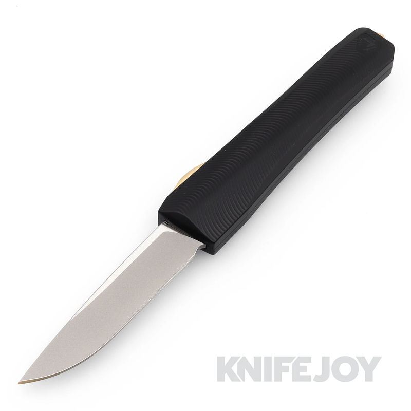 Core Edge 0331 Pulsar Black OTF Aluminum Chassis with S35VN Single-Edge Blade Blasted/ Satin Flats and Bronze Hardware