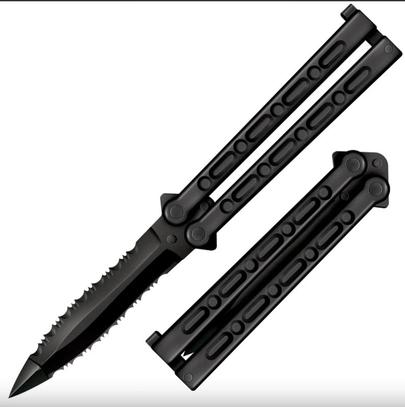 Cold Steel CS-92EAA FGX Balisong Knife Double Serrated Griv-Ex Blade and Handles