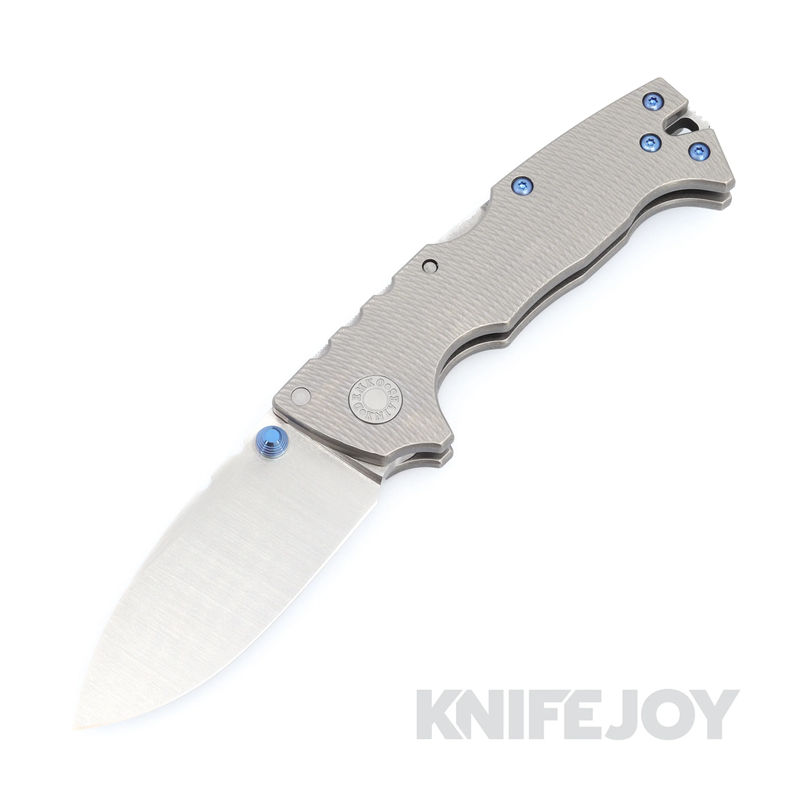 Demko AD10 Custom Hand Ground Magnacut Blade Stonewashed Ti Handles and Blue Hardware