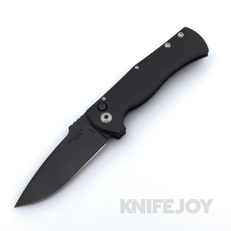 Les George Defiant 7 Eagle with DLC S45VN Blade and Black Aluminum Handle