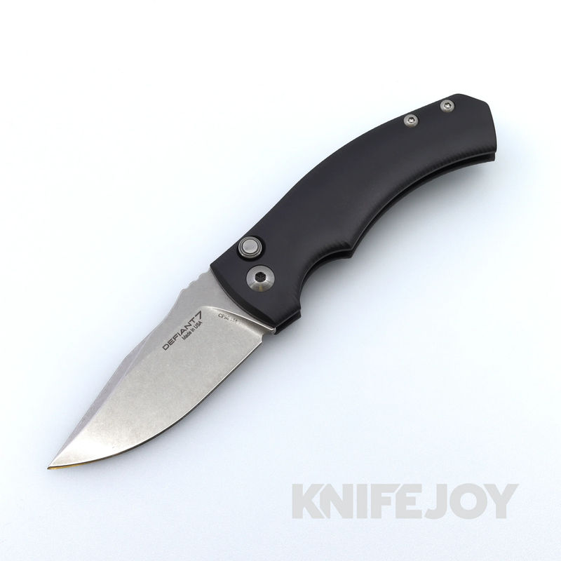 Les George Defiant 7 Valmara with Stonewash CPM 154 Blade and Black Aluminum Handle