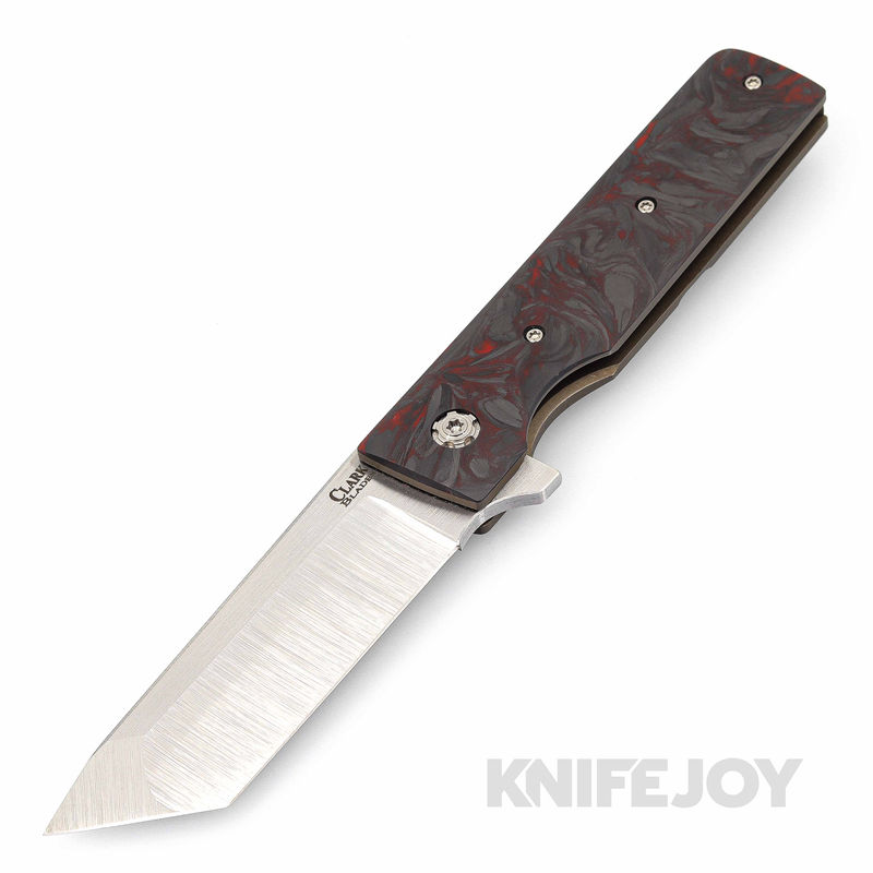 David Clark Knives Grunt 3.25 Flipper Magnacut Blade with Red Lava Carbon Fiber Scales
