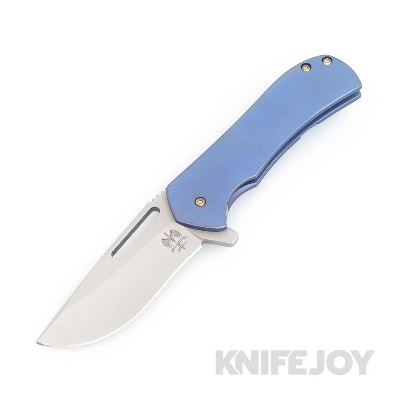 Doc Shiffer Knives Field Grade Recon Folder Magnacut Blade with Blue Anodized Titanium Handles