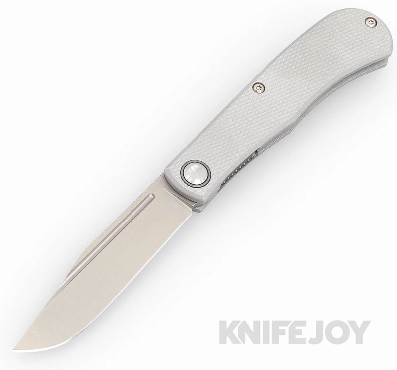 Daedalus Knife Co. "The Lab" Model Front Flipper Satin Blade with Grey Aluminum Handles