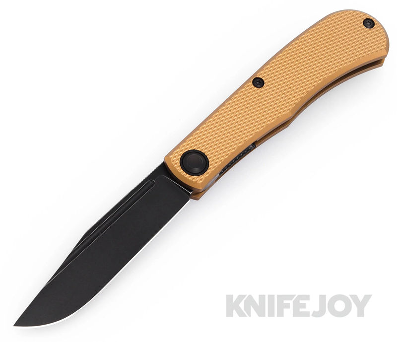 Daedalus Knife Co. "The Lab" Model Front Flipper Blackwash Blade with Bronze Aluminum Handles
