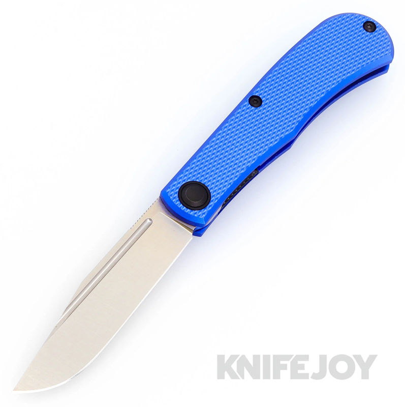 Daedalus Knife Co. "The Lab" Model Front Flipper Satin Blade with Blue Aluminum Handles