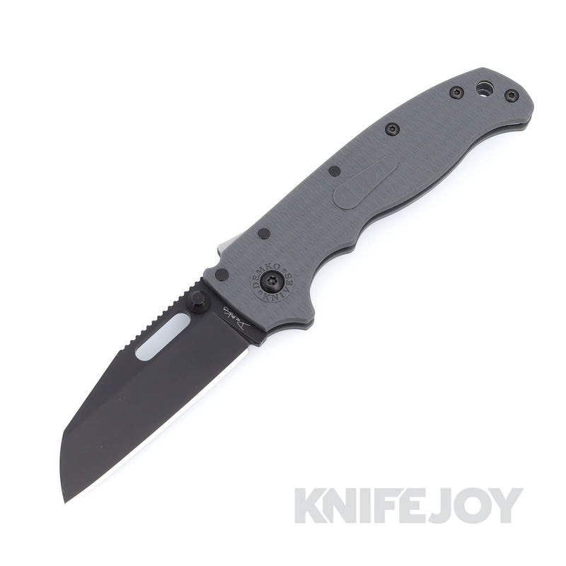 Demko Knives AD20.5 DLC Shark Foot D2 Blade Shark Lock with Grey Textured Grivory Handles