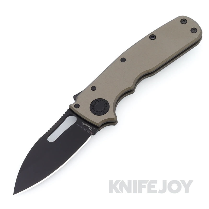 Demko Knives SC-20CVDLC-ANOALUMOD-SS Shark Cub Stealth 20CV DLC Slicer Shark Blade with OD Anodized Aluminum Handles