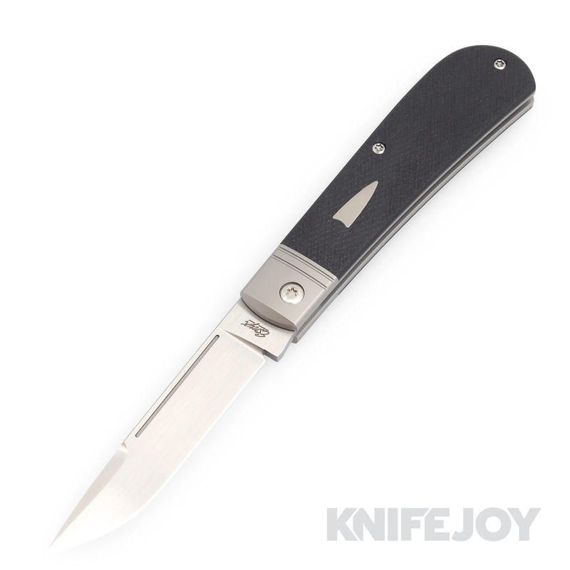 Esnyx Silver Line Tarpon Slipjoint Hand Rubbed Satin Blade with Bead Blast Titanium/ Black G10 Diamond Texture Handles/ Bead Blast Titanium Tarpon