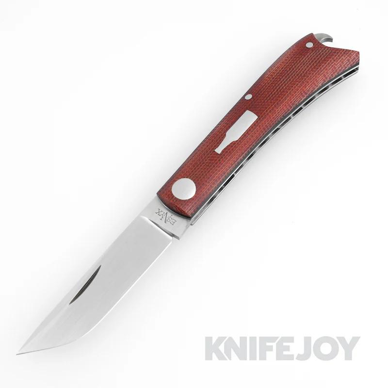 Esnyx Custom Beer Buster Jr. SlipJoint Satin Blade with Red Micarta Handles