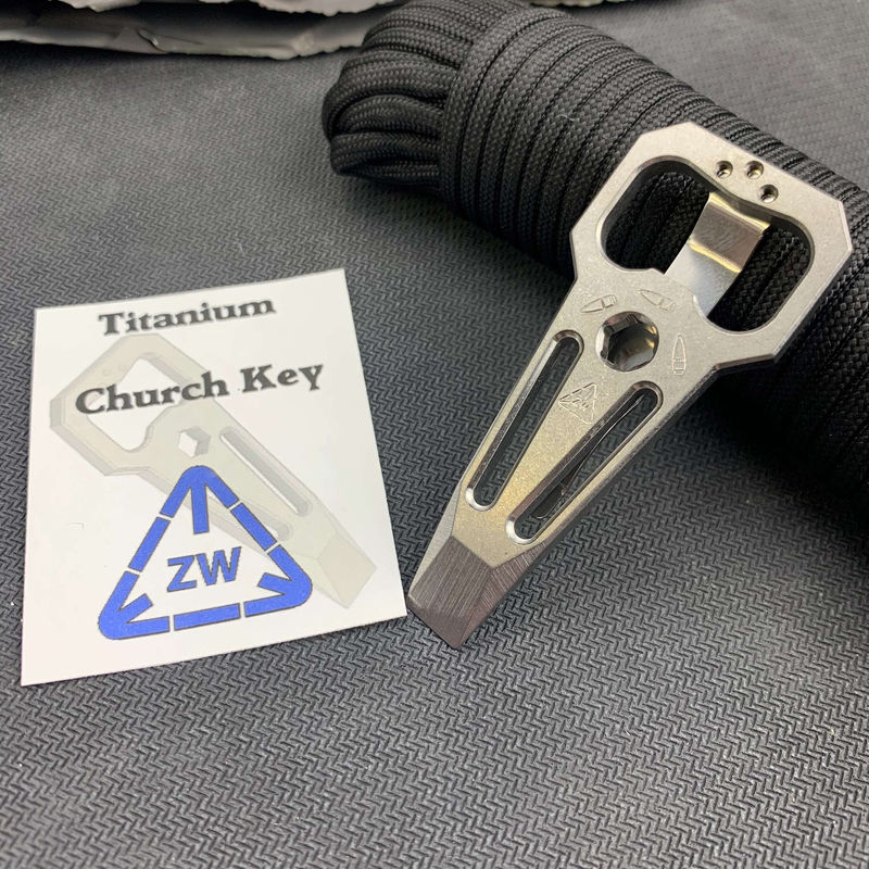 Zach Wood Custom Tools 2020 Strike Plate CK1 Titanium "Upgrayedd" Church Key Pry Bar