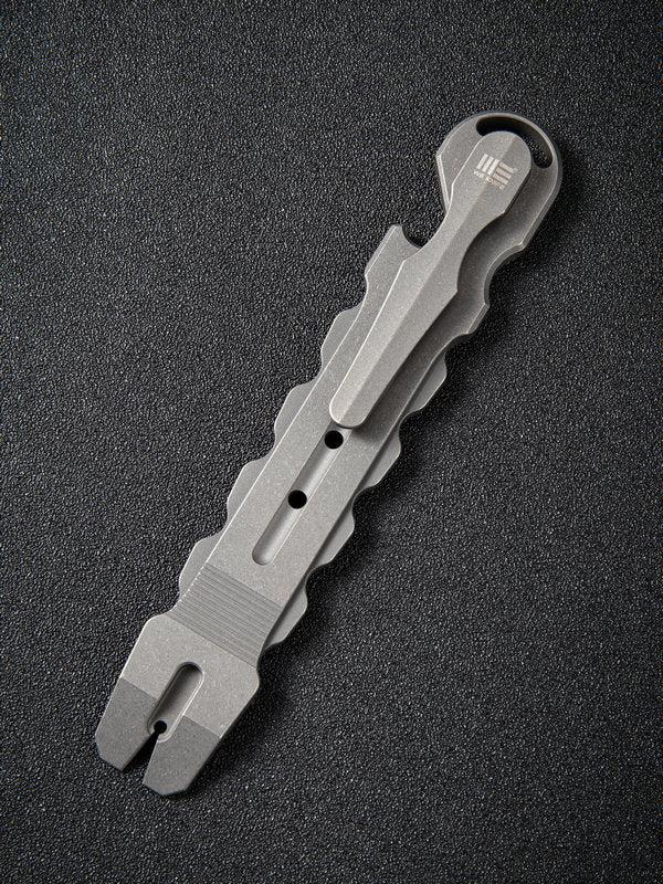 We Knife A-08B Gesila Titanium Prybar Tool with Gray Stonewash Finish