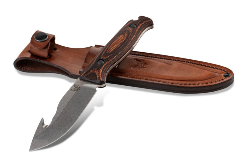 Benchmade 15004 Saddle Mountain Skinner Wood Handle Fixed Blade with Gut Hook